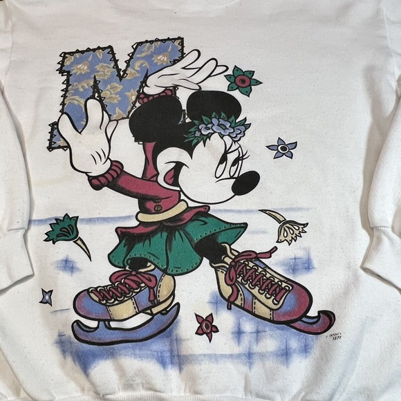 VTG Disney Unlimited Jerry Leigh Minnie Mouse Ice Skating Sweatshirt XL - Picture 5 of 11